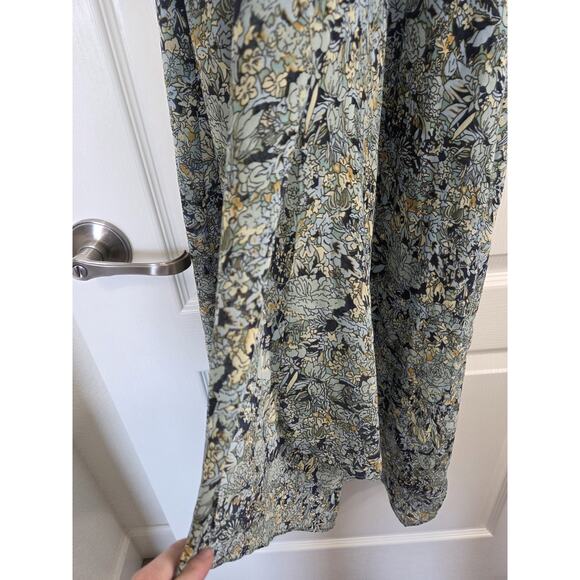 Maje Rachelli Blue Floral Chiffon Ruffled Elegant Midi Dress, Size Small (36) - Picture 8 of 15